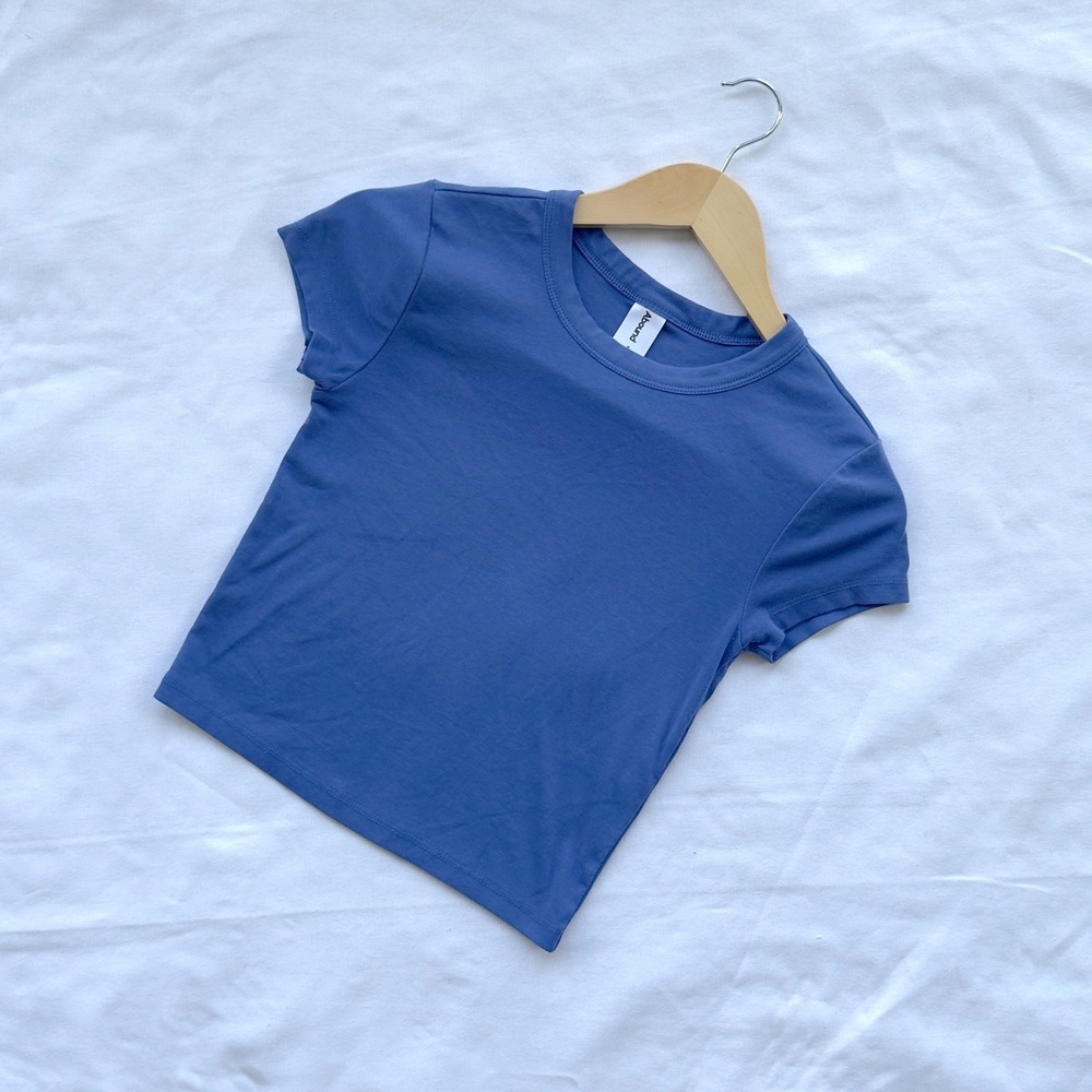 Abound Short Sleeve Crewneck T-Shirt Women's S Blue Minimalist Basic Top